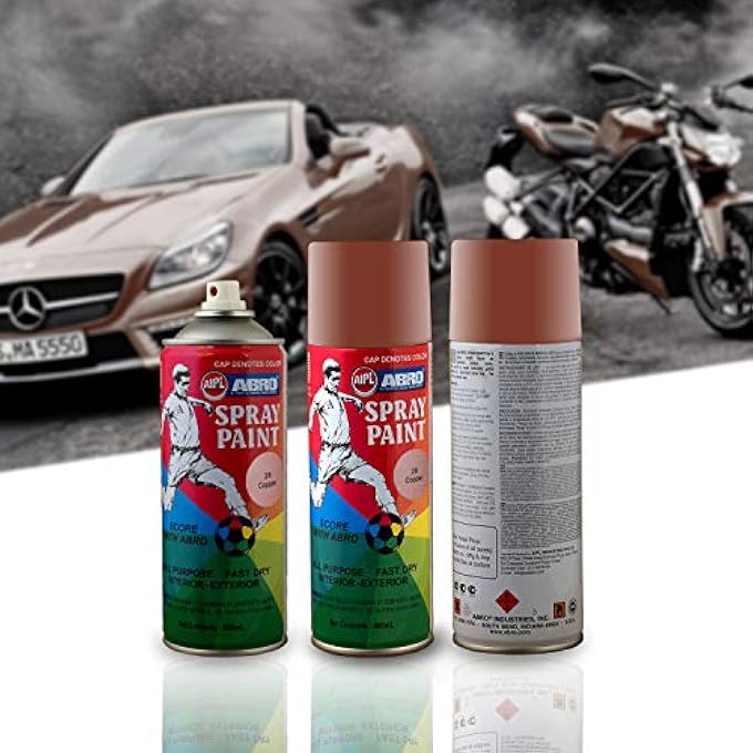 Abro SP-028-301 MULTIPURPOSE COLOUR SPRAY PAINT CAN (400ML, COPPER) DIY QUICK DRYING FOR METAL, WOOD, WALLS, AUTOMOTIVE CARS AND BIKES - Image 5